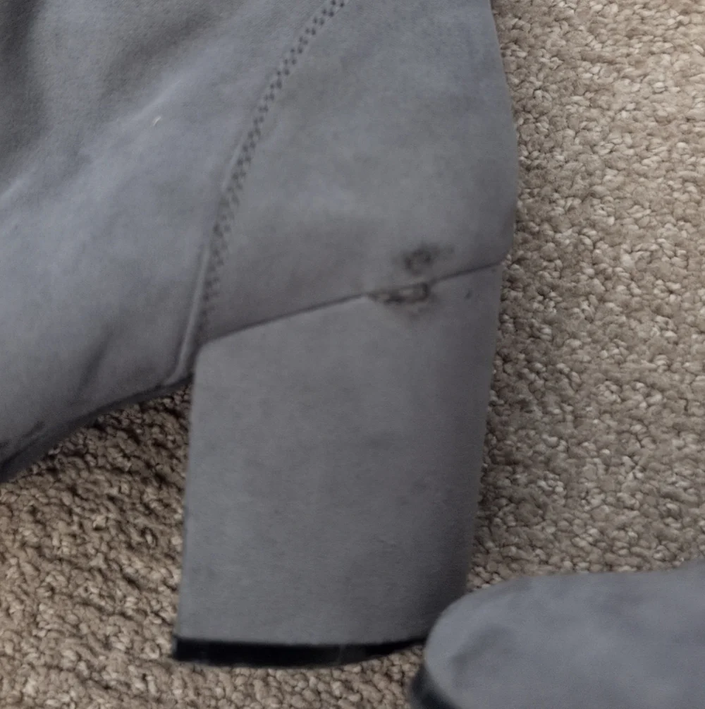Charming Charlie Tall Bow Back Detail Grey Suede Heeled Boots